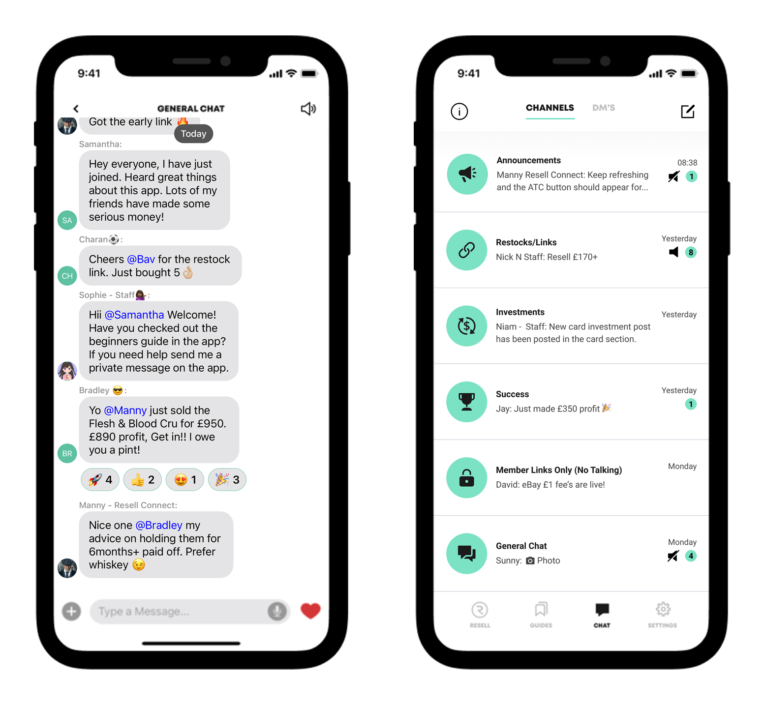 Resell Connect expert community messages on iPhone